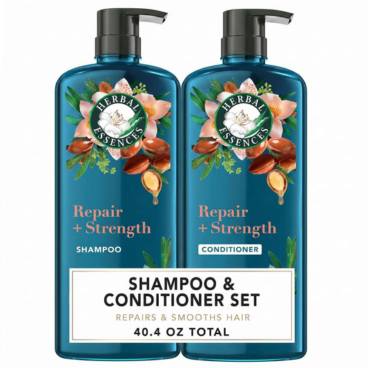 HotHerbal Essences Argan Oil Repair Shampoo & Conditioner Set, Moisturizes & Smoothes, Paraben-Free, Color-Safe, pH-Balanced, Citrus Scent, 20.2 Fl Oz, 2-Pack