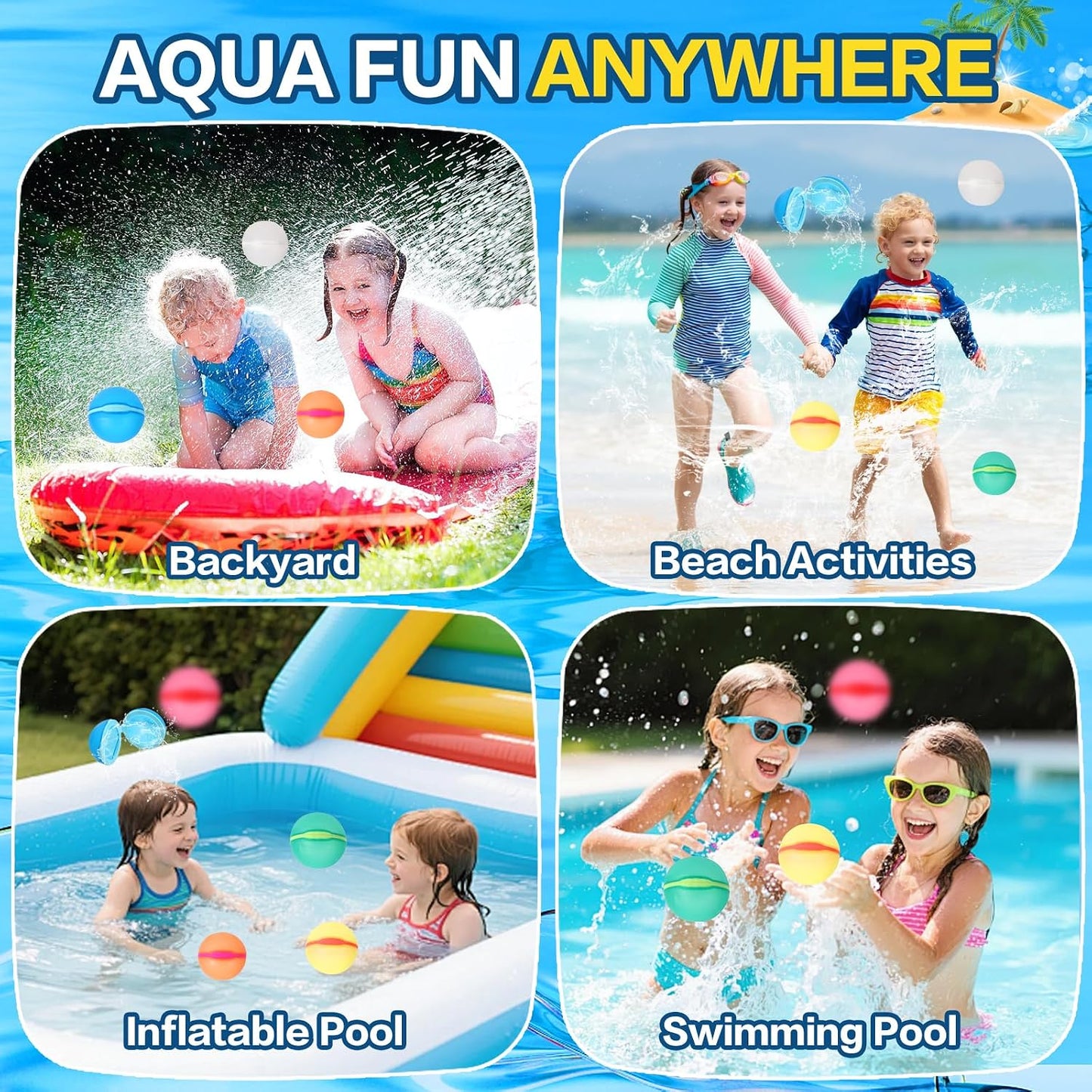 Hot Reusable Water Balloons, 12 Pack Refillable Water Balloons Quick Fill, Summer Fun for Kids Outdoor Pool Water Toys, Reusable Summer Outdoor Toys (12pcs)
