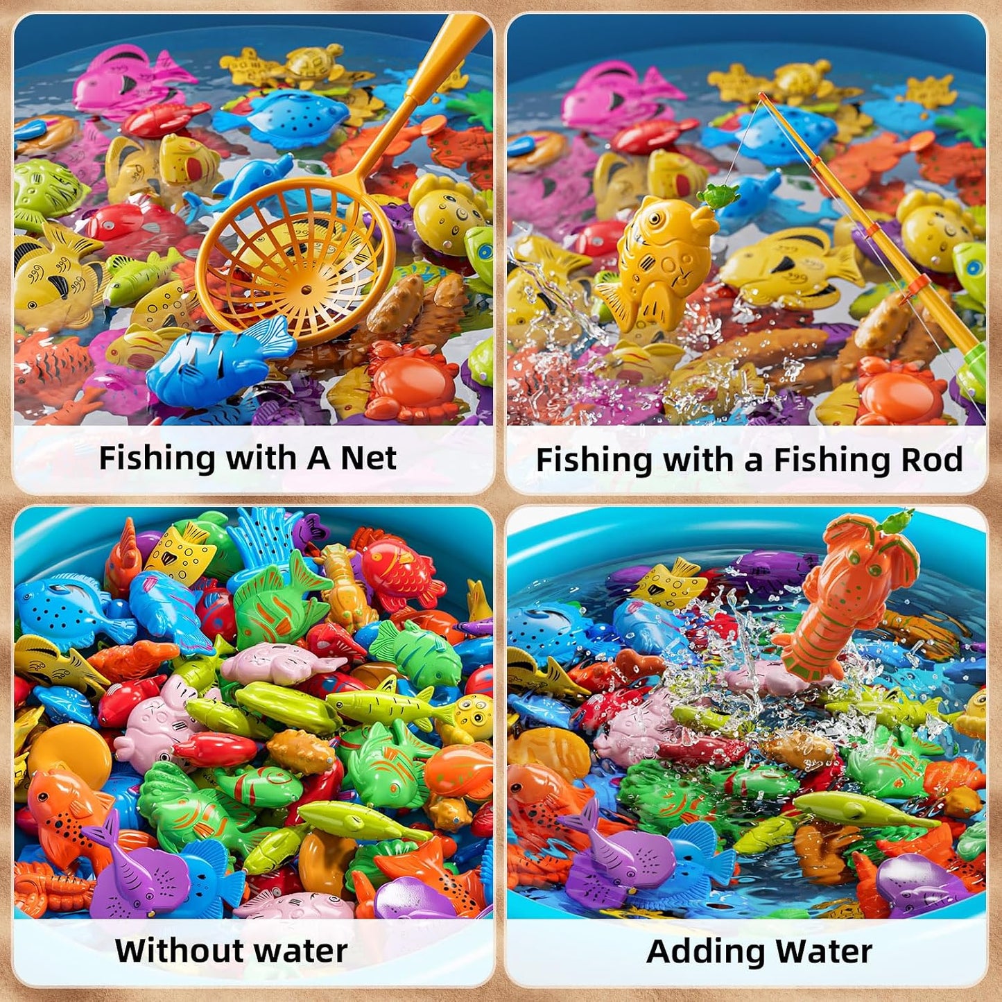 Hot NIPLOOOW Pool Fishing Toys Games, Water Table Bathtub Toy with Inflatable Pool Pole Rod Net Plastic Floating Fish, Birthday Gifts for Kids Age 3 4 5 6 Year Old,Kids Outdoor Toys