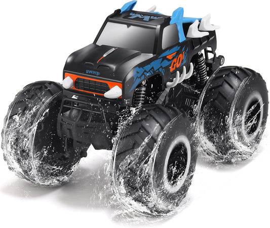 Hot Threeking 1:16 Amphibious Monster Truck All Terrain Remote Control Car Toys | Waterproof Durable 4WD Off-Road RC Crawler Cars Pick-Up Unique Toy Gifts for Boys Girls Ages 6-12