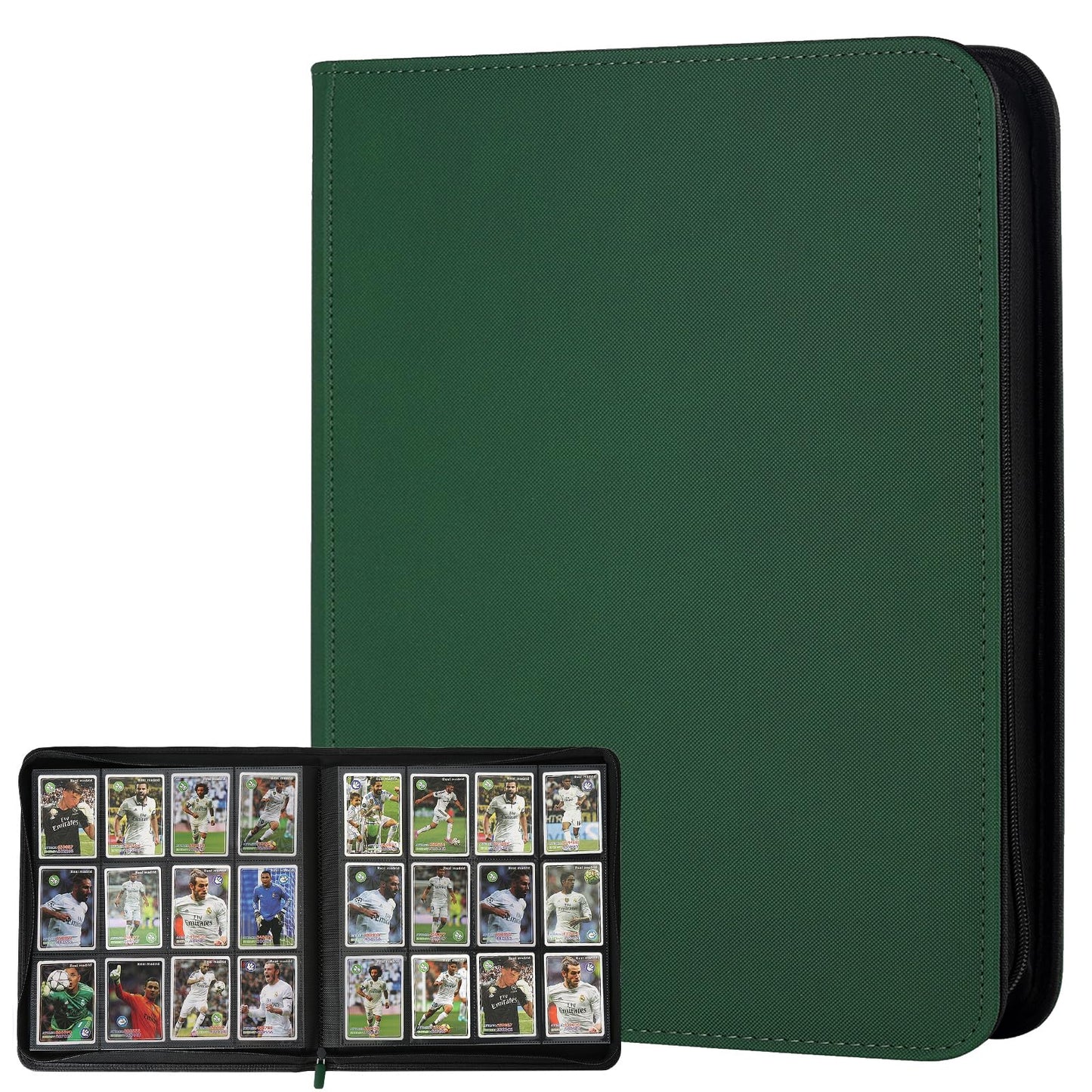 HotGERMUN 9 Pocket Trading Card Binder,720 Cards,40 Top-Loading Pages, Double Sided Pockets PU Cover Zipper Collection Album Folder for Standard MTG, TCG, Sports Cards(Black)