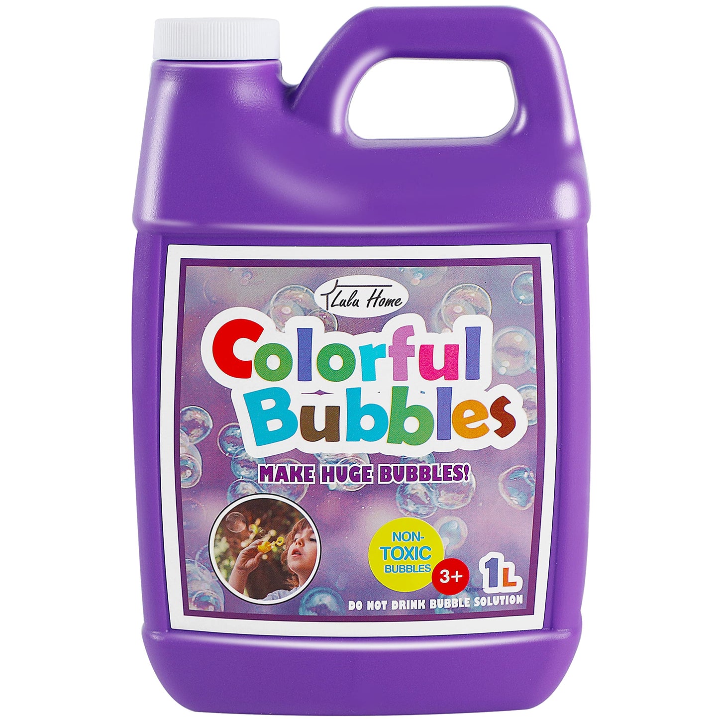 HotLulu Home 33.8 OZ/1 L Concentrated Bubble Solution, Refill for Bubble Machines, Giant Wands, and Blowers - Up to 2.5 Gallons for Kids' Birthday Parties