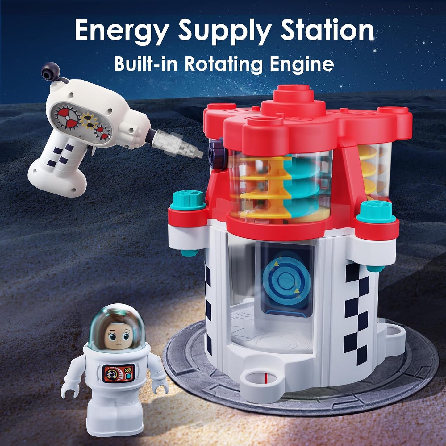 HotiPlay, iLearn Rocket Outer Space Toys, Kids Spaceship Playset with Space Shuttle, Electric Drill, 2 Astronauts, Educational STEM Take Apart Adventure Gift for 3 4 5 6 7 8 Year Old Boy Girl