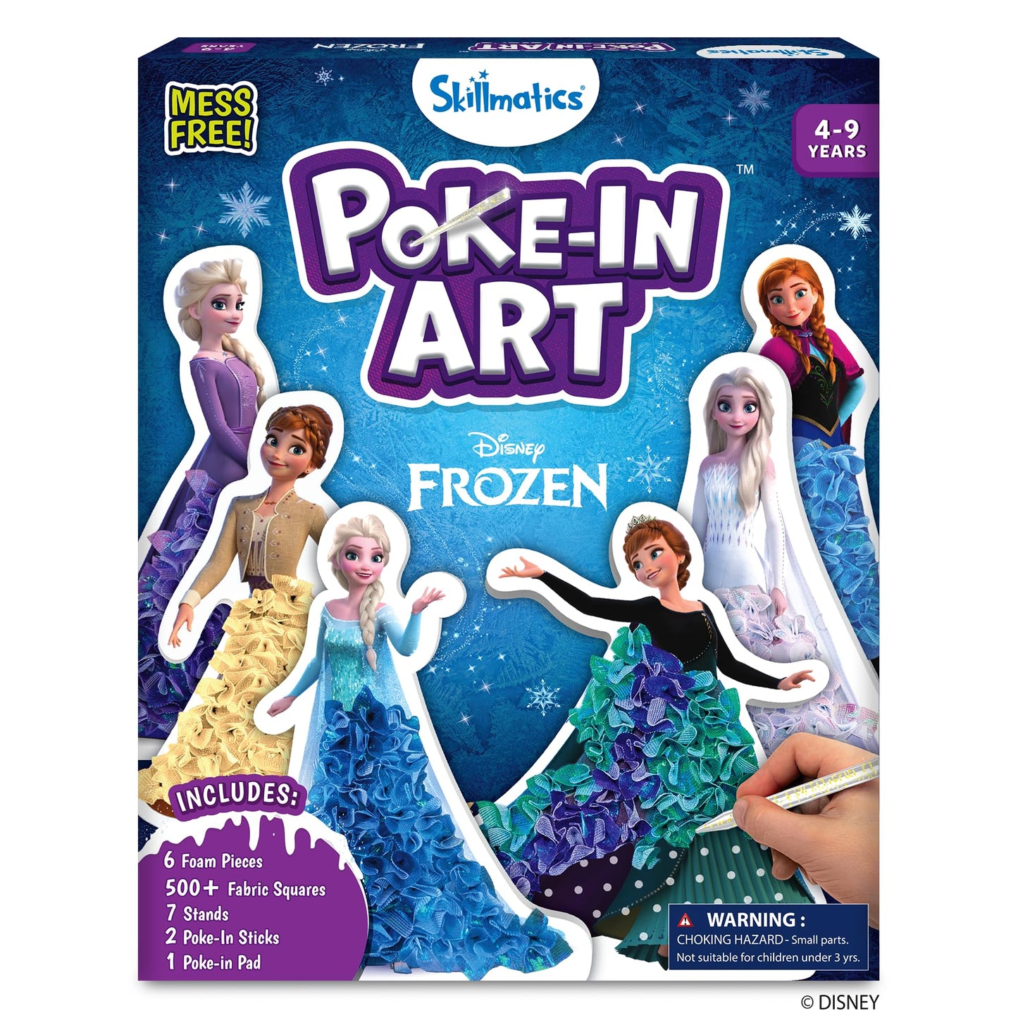 HotSkillmatics Poke-in Art – Disney Princesses, Mess-Free DIY Wood Craft Kit | Screen-Free Entertainment, Fun Colorful Creative Activity for Kids, Cinderella, Ariel, Gifts for Girls Ages 4, 5, 6, 7, 8, 9