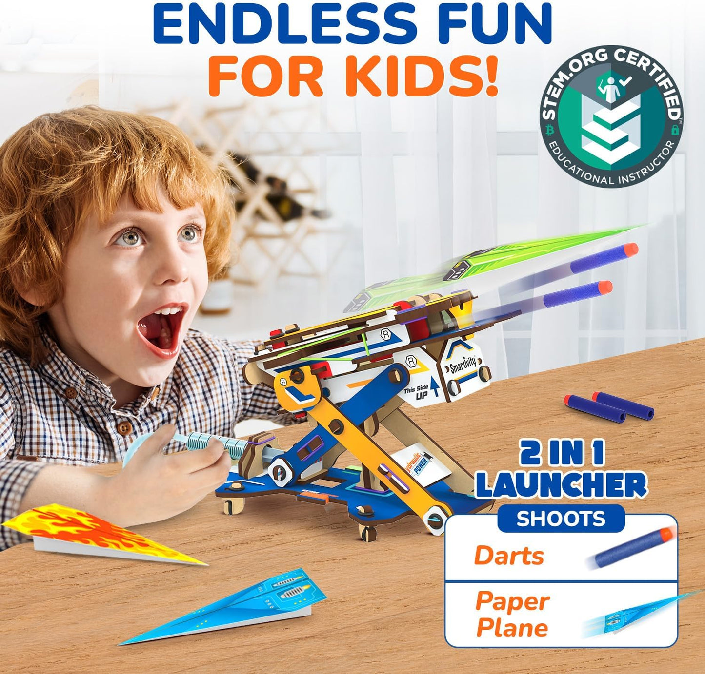 Hot Smartivity DIY 2in1 Hydraulic Paper Airplanes & Darts Launcher STEM Toy for Kids Ages 6-14 Years I Birthday Gifts for Smart Kids | Science Kit for Boys & Girls 6, 8,10,12,14 Years Old