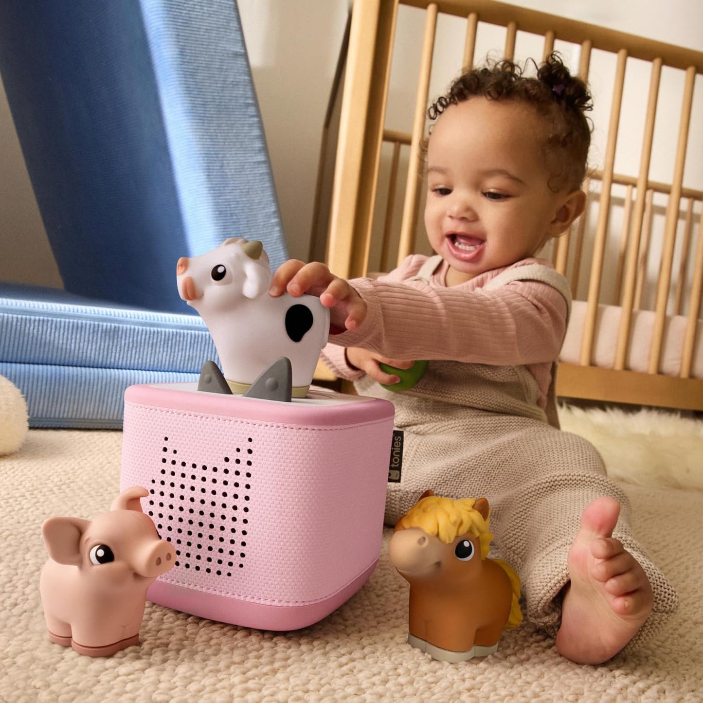 HotToniebox 2 My First Farm Bundle for Kids 1+ with Soft and Squeezable Cow, Horse, and Pig - Cloud Pink