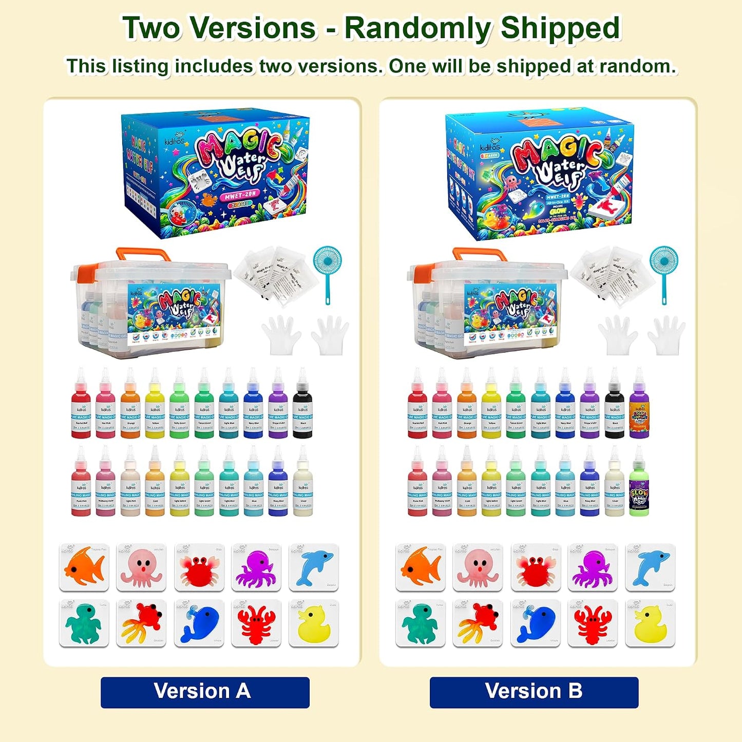 Hot Kiditos Magic Water Elf Toy Kit – Squishies for Kids, 20 Gels & 10 Molds, Magic Gel Water Pets Sensory DIY Craft Kit, Party Favors & Summer Gifts for Kids Ages 3+