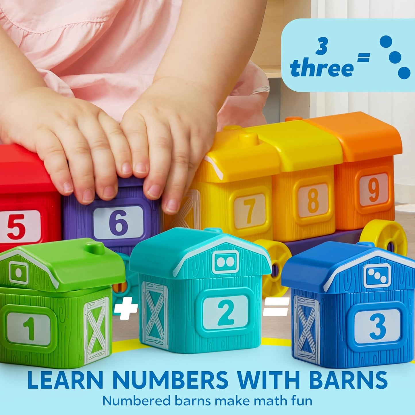 HotPlay-Act Learning Toy for Toddlers 1 2 3 Years Old, Counting, Matching & Sorting Montessori Learning Farm Train Including 9 Farm Animals, Birthday Gift for Baby Boys Girls
