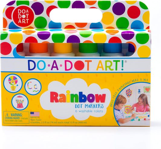Hot Do A Dot Art! Markers 6-Pack Rainbow Washable Paint Markers | The Original Dot Marker, Activity Craft Coloring Supplies for Kids & Toddlers, Made in USA