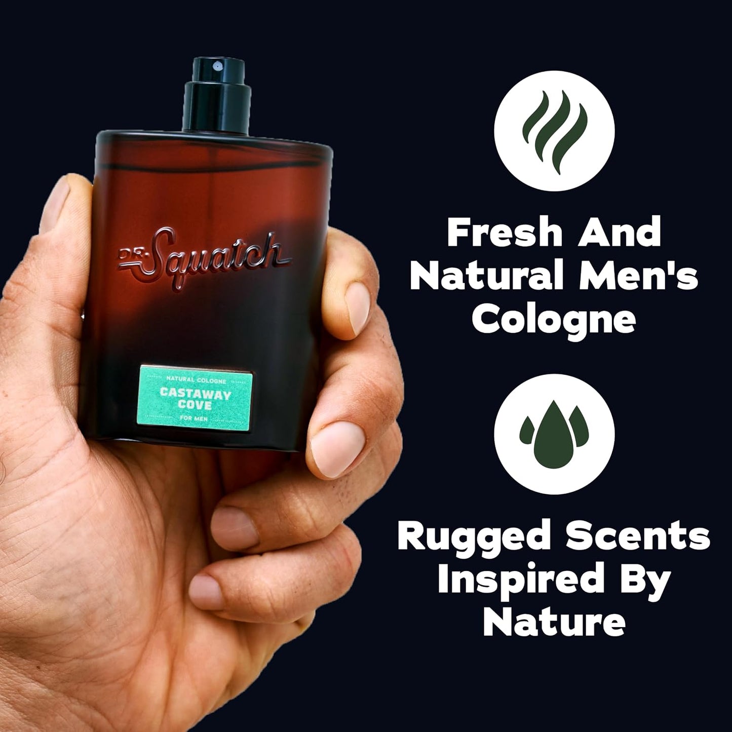 Hot Dr. Squatch Natural Cologne for Men - Mini Cologne Trial Set - Midnight Birch, Rainforest Mist, Glacial Falls, Castaway Cove, Fireside Bourbon (0.17 fl oz, 5-Pack)