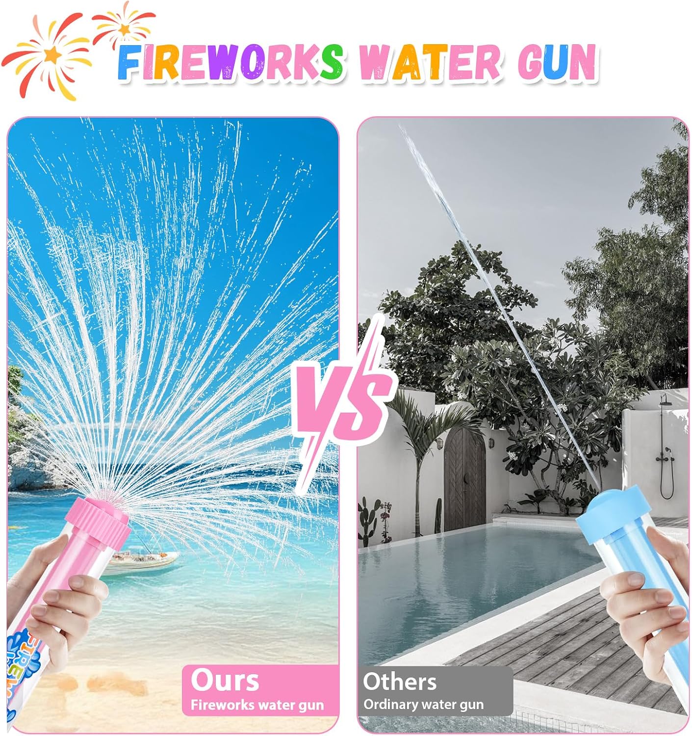 Hot 6Pack Creativity Fireworks Water Gun, Sprays Water Like Fireworks, Squirt Gun for Kids, Bulk Samll Water Blaster Summer Pool, Backyard, Beach, Birthday Party Outdoor Game Toys
