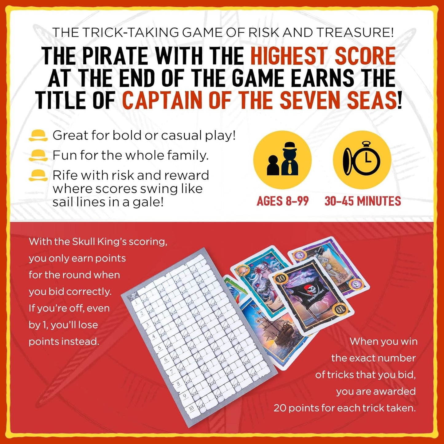 Hot Grandpa Beck's Games Skull King - The Ultimate Pirate Trick Taking Card Game | Strategy Game for Friends, Family, Game Night | from The Creators of Cover Your Assets | 2-8 Players Ages 8+ (Base Game)