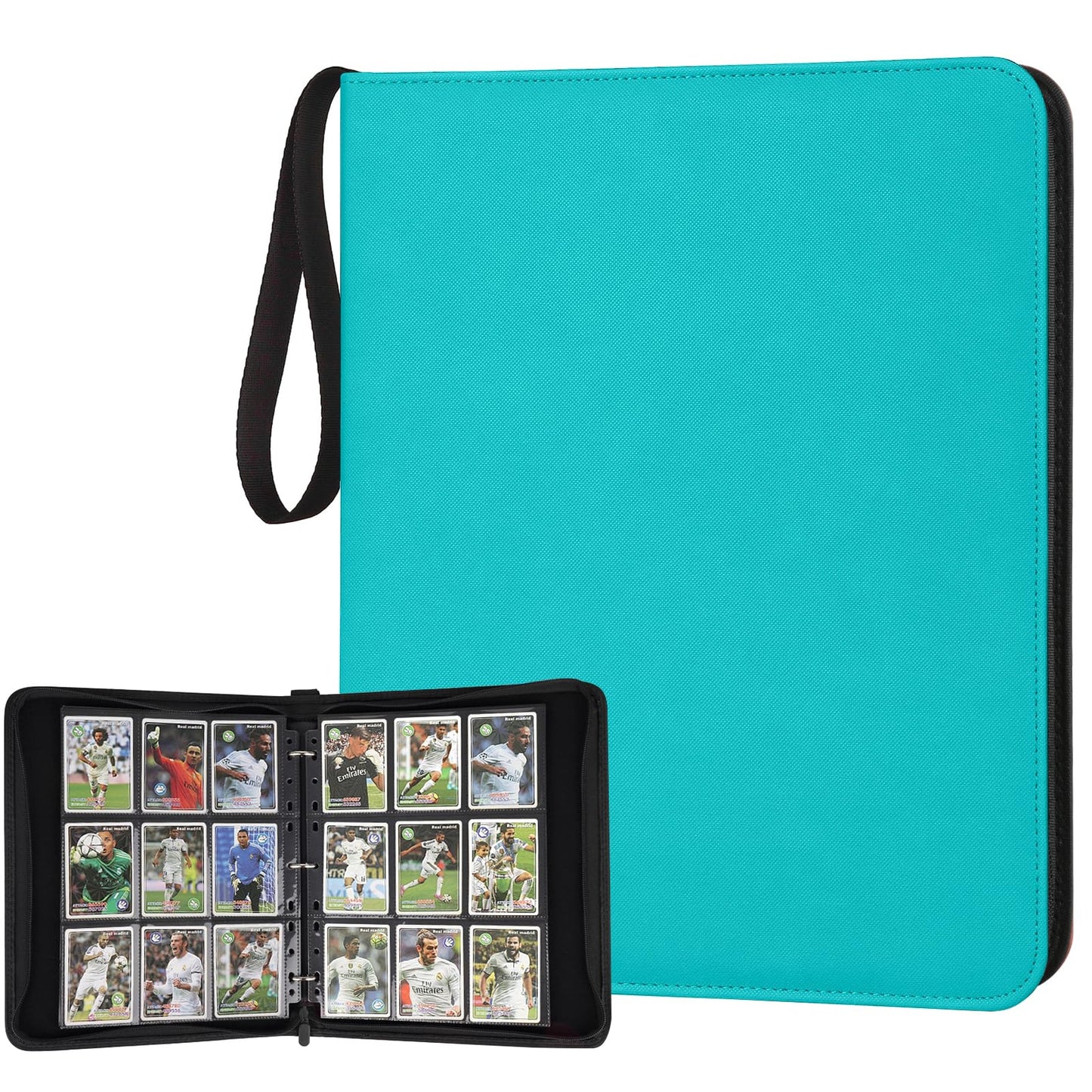 HotGERMUN 9 Pocket Trading Card Binder,720 Cards,40 Top-Loading Pages, Double Sided Pockets PU Cover Zipper Collection Album Folder for Standard MTG, TCG, Sports Cards(Black)