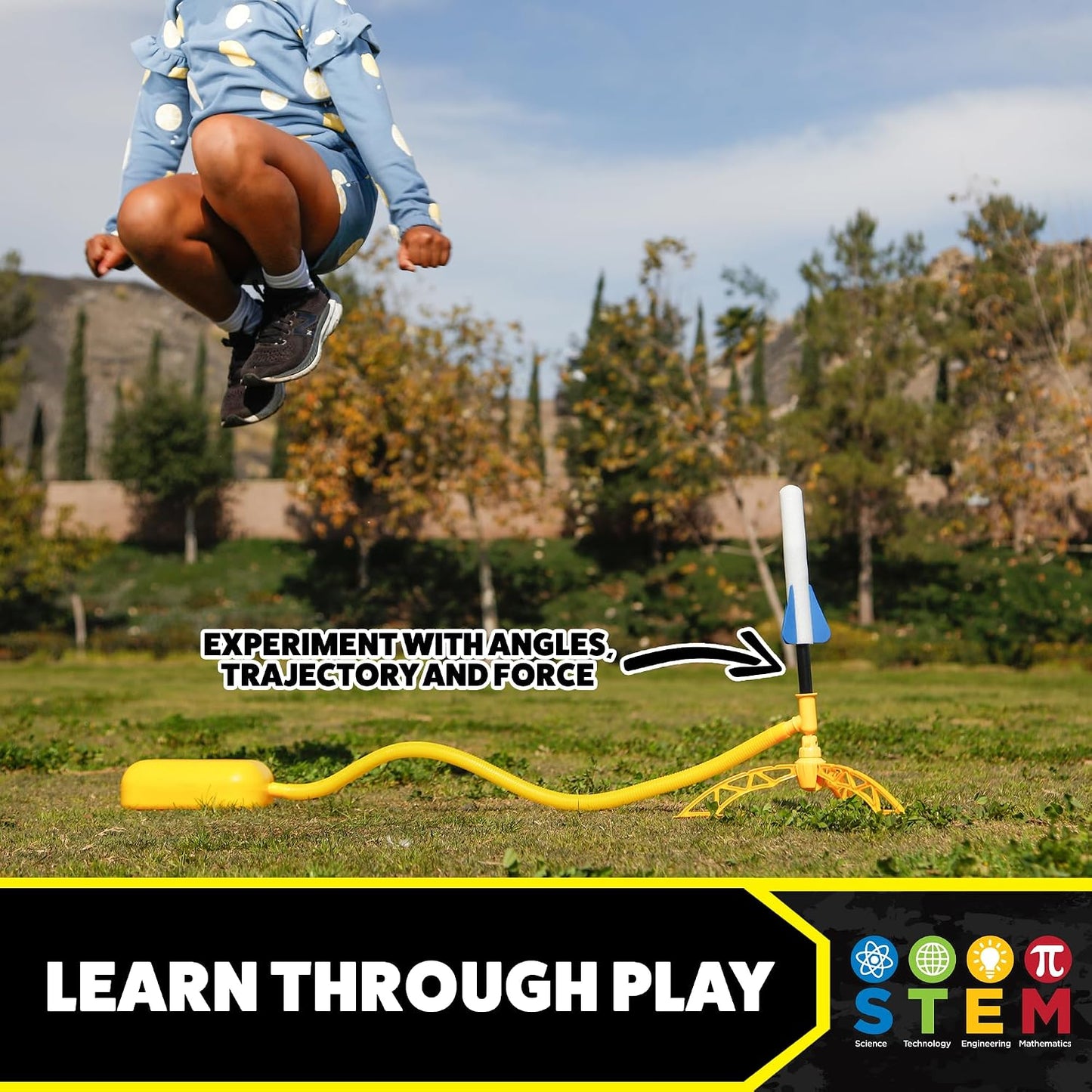 HotStomp Rocket Jr Glow Rocket Launcher for Kids, 4 Rockets - Glow in The Dark | Fun Outdoor Toys for Boys & Girls, Ages 3 & Up - Soft Foam Blaster Set Soars Up to 100ft - STEM Toys for Outside & Backyard