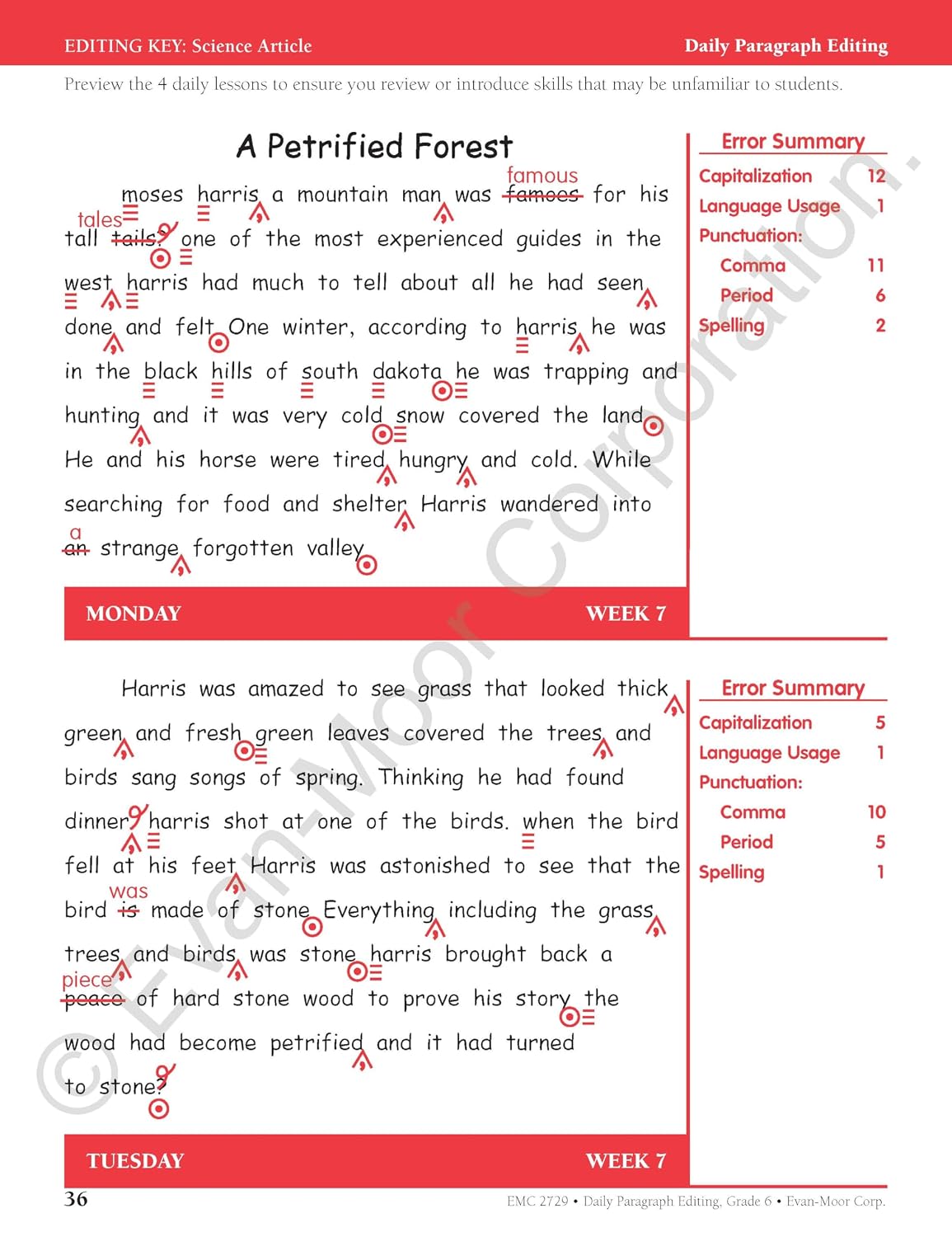 Hot Evan-Moor Daily Paragraph Editing, Grade 6 Teacher Edition