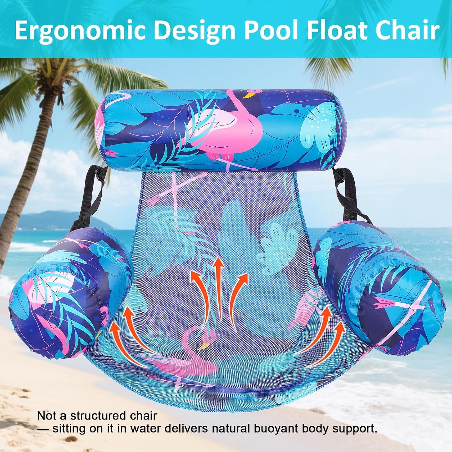 HotInflatable Pool Float Chair - 2 Pack Pool Floats Adult Heavy Duty, Water Floating Lounge Chairs, Blow up Floaties Adults for Summer Fun Party Lake Beach
