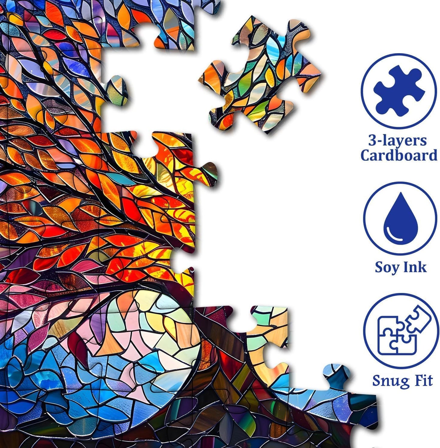 HotPICKFORU Stained Glass Puzzle Tree of Life Puzzles for Adults 1000 Pieces, Impossible Hard Difficult Challenging Puzzles for Adults, Colorful Mosaic Tree of Life Jigsaw Puzzle 1000 Pieces