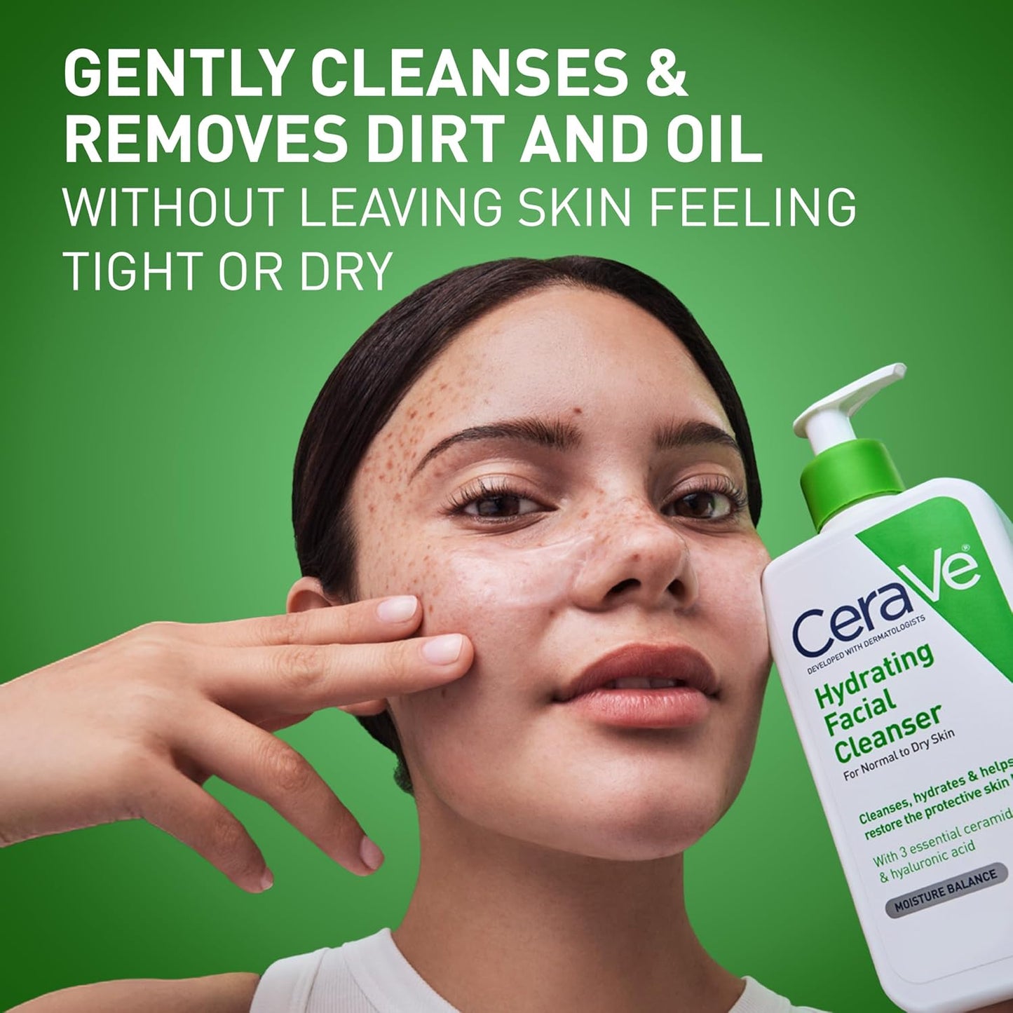HotCeraVe Hydrating Facial Cleanser, Moisturizing Face Wash For Dry Skin, Hyaluronic Acid + Ceramides + Glycerin, Hydrating Cleanser For Normal To Dry Skin, National Eczema Association Certified, 16 Oz