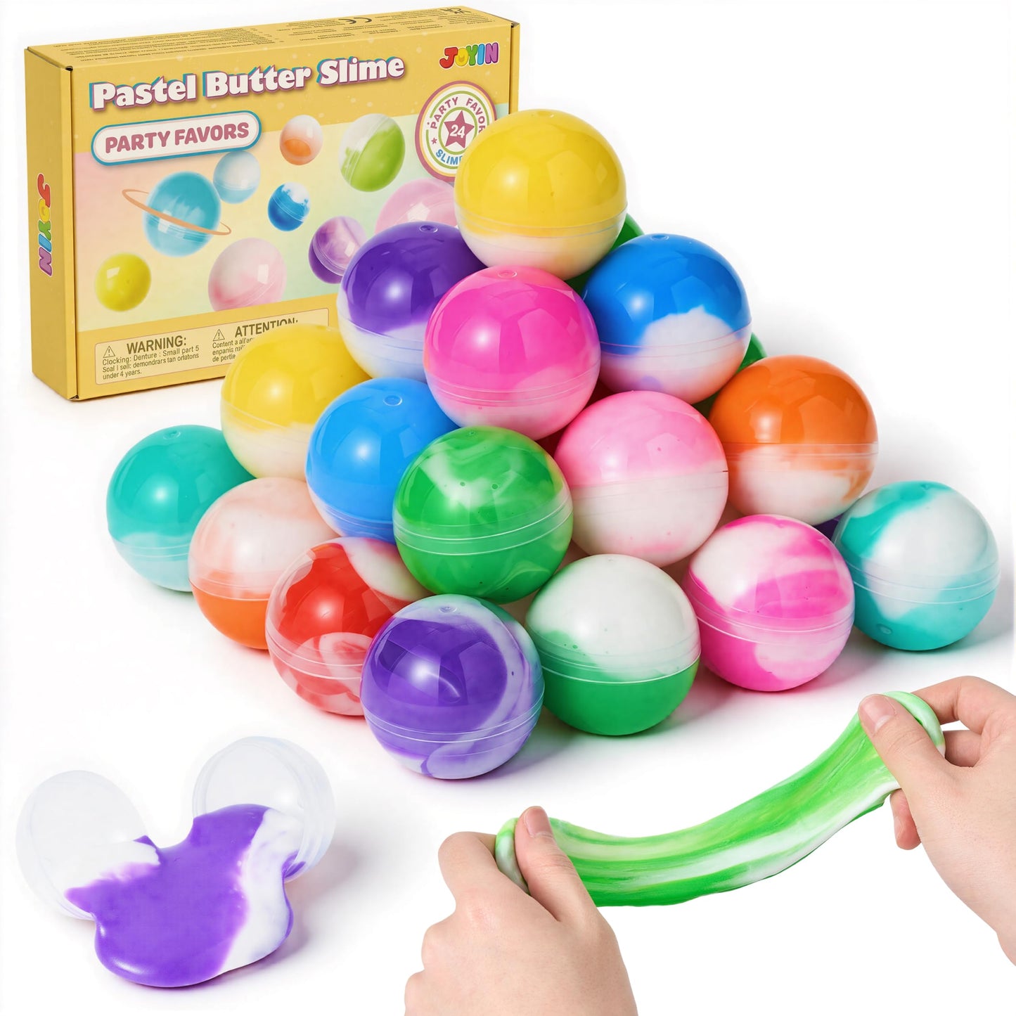 HotJOYIN Slime Party Favors, 24 Pack Galaxy Slime Ball - Stretchy, Non-Sticky, Mess-Free, Stress Relief, and Safe - Toys for Girls and Boys - Easter, Classroom Reward, Party Supplies, Valentines