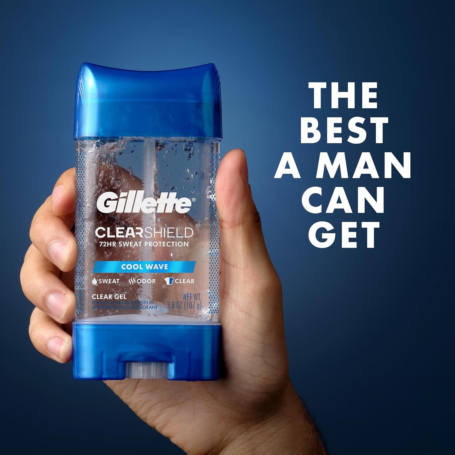 HotGillette Antiperspirant and Deodorant for Men, 72hr Sweat & Odor Protection, Long Lasting Freshness, Anti-White Mark Technology, Clear Gel, Cool Wave Scent, 3.8 oz (Pack of 3)