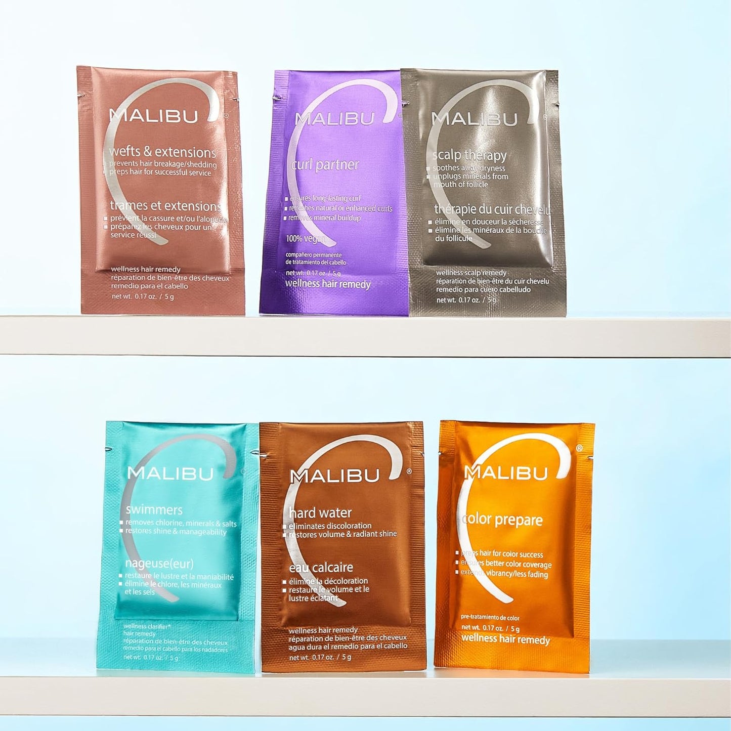 HotMalibu C Swimmers Wellness Remedy & After Pool Hair Care - Restoring & Hydrating Swim Treatment with Vitamin C Complex - Protects Against Discoloration from Chlorine, Salt Water & Build Up (3 Packets)