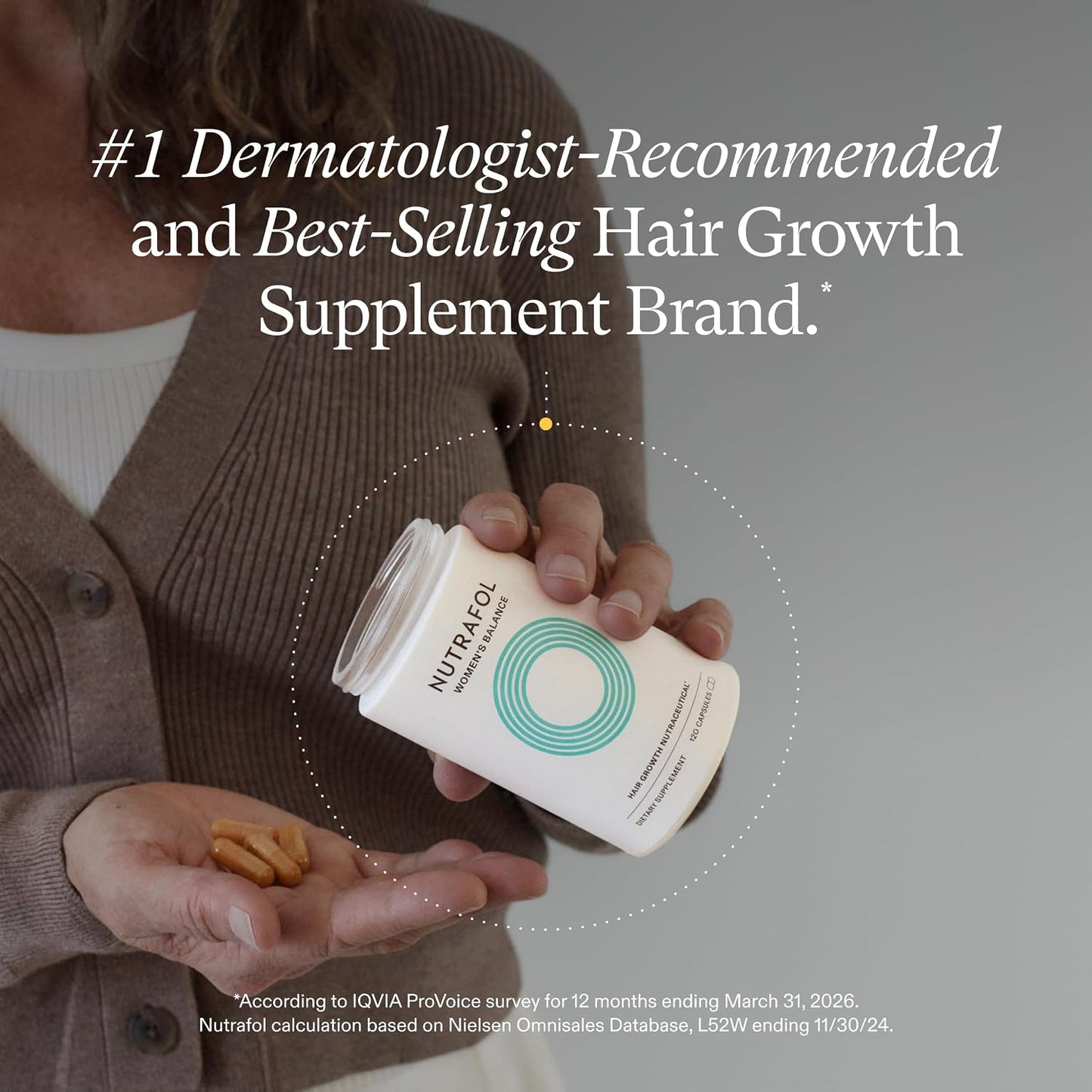 HotNutrafol Women's Balance Hair Growth Supplements, Ages 45 and Up, Clinically Proven for Visibly Thicker Hair and Scalp Coverage in 3-6 Months, Dermatologist Recommended - 1 Month Supply Refill Pouch
