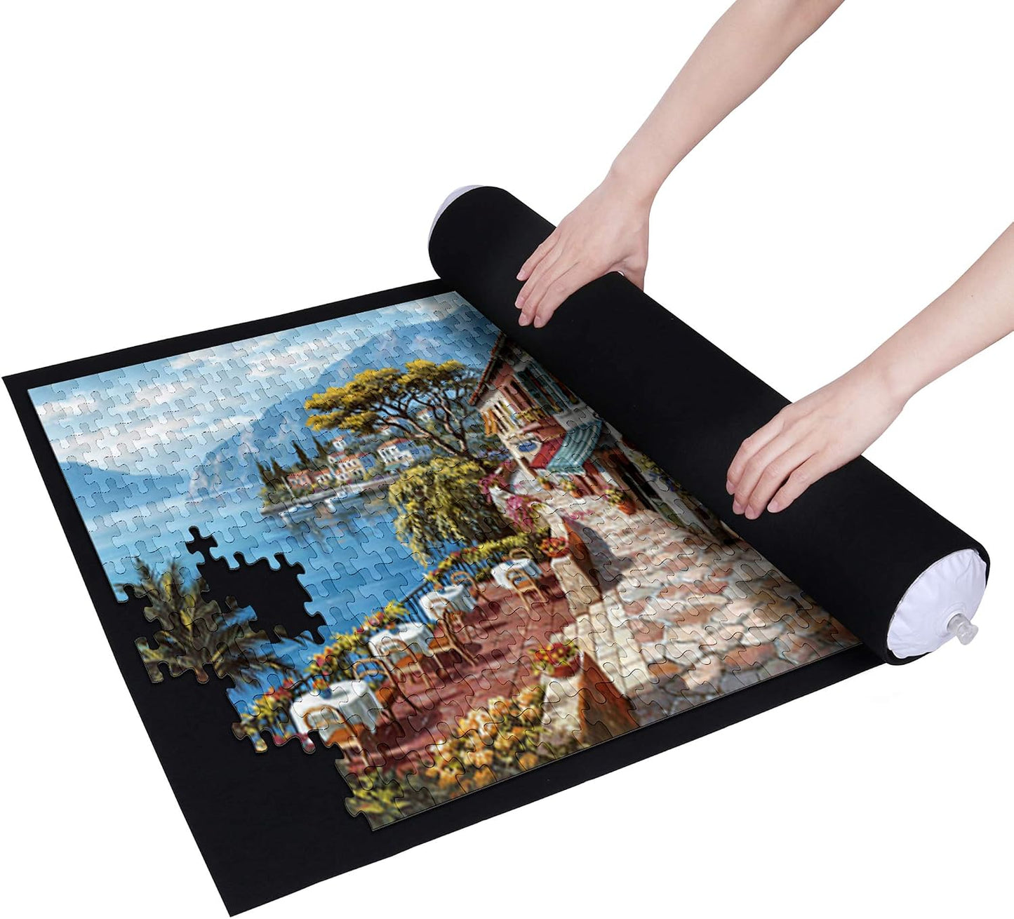 Hot Becko US Puzzle Mat Roll Up with Drawstring Storage Bag, Felt Rollup Mat for Easy Transport & Storage, Portable Puzzle Board Puzzles Saver Keeper for Jigsaw Puzzles Up to 1500 Pieces