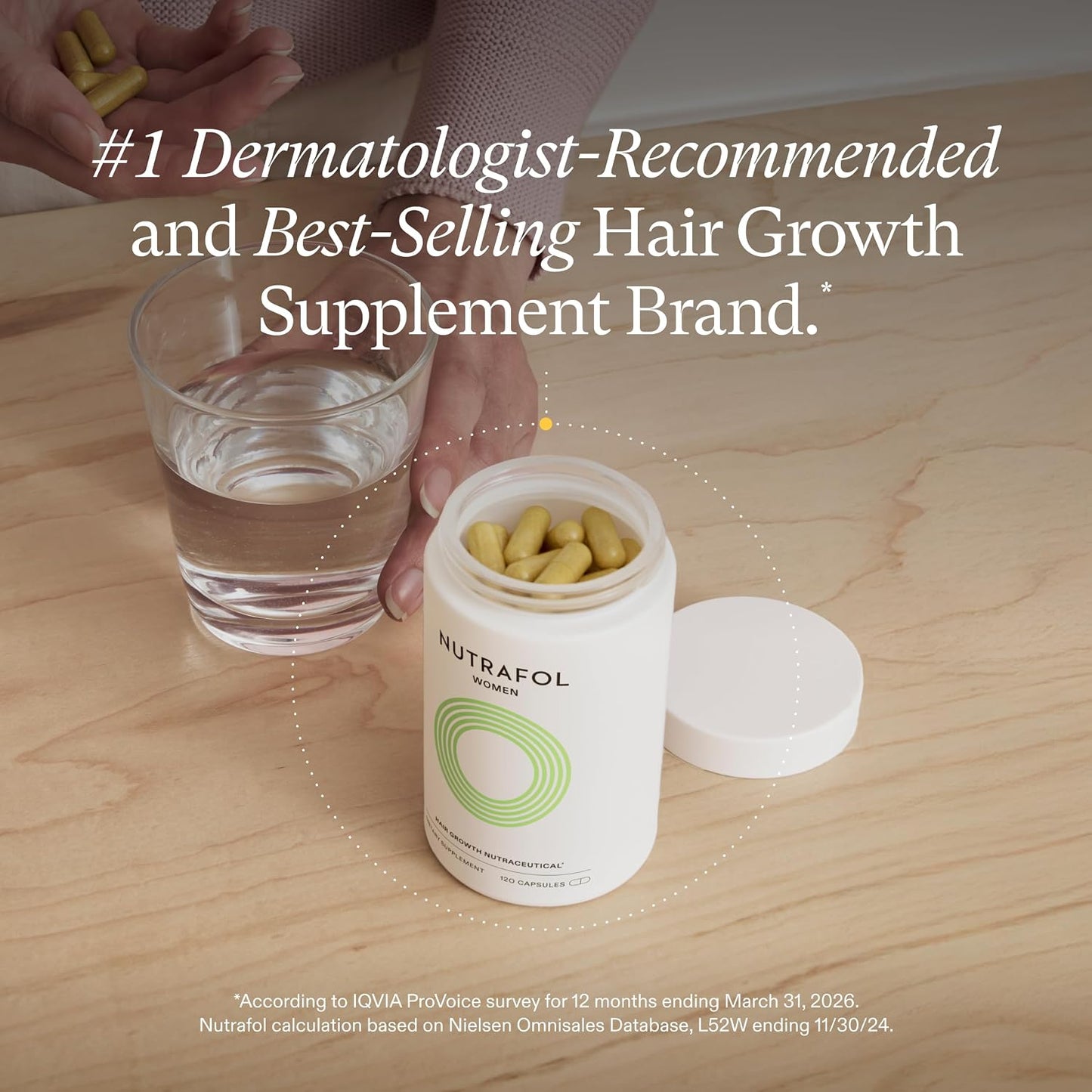 HotNutrafol Women's Hair Growth Supplements, Ages 18-44, Clinically Tested for Visibly Thicker and Stronger Hair, Dermatologist Recommended - 1 Month Supply