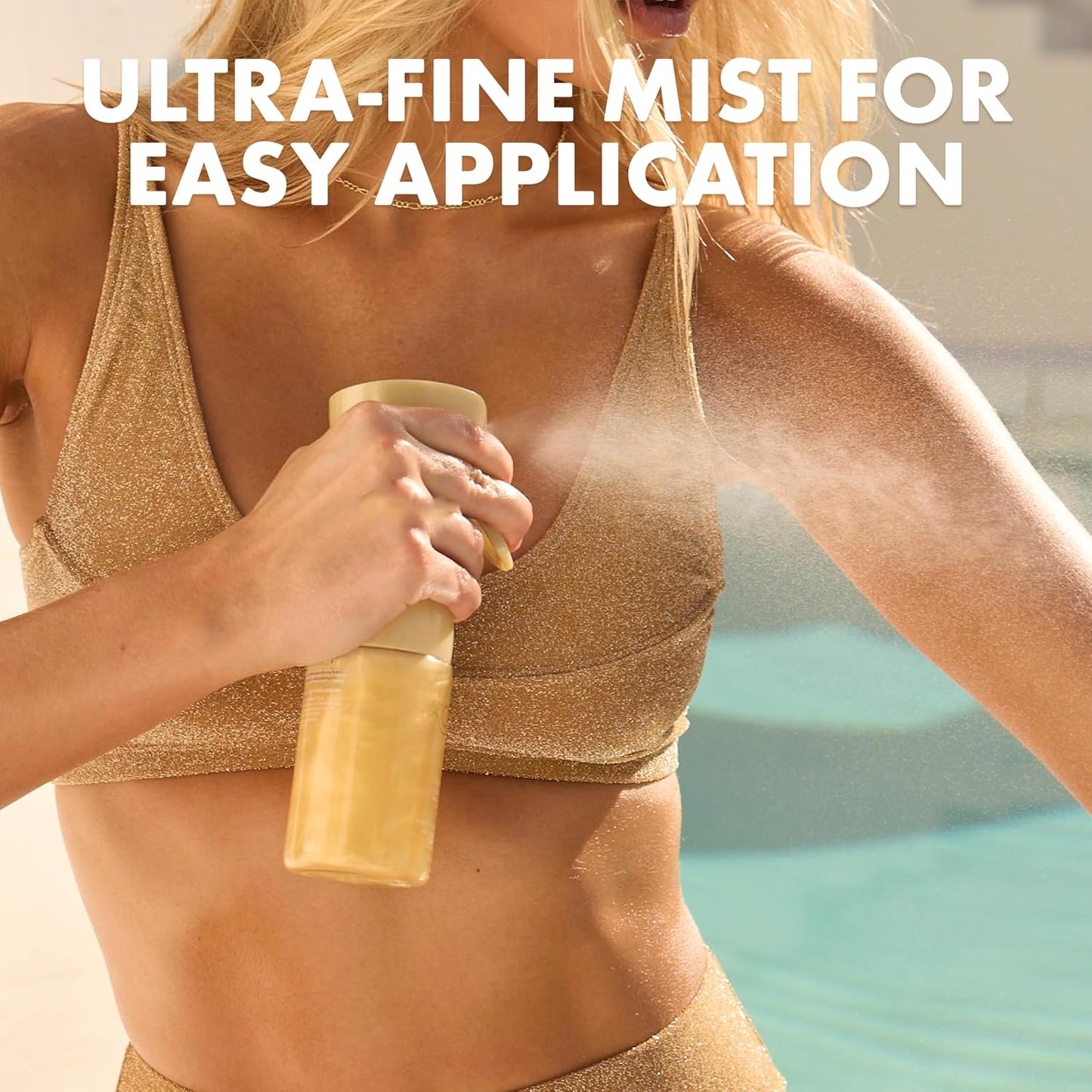 HotKopari Golden Sunglaze Sheer Body Mist Sunscreen SPF 50, Infused with Shimmering Body Oil, Hydrating Mist, Hydrates, Brightens, Gives Skin a Glowy Finish, Lightweight, Fast-Absorbing.