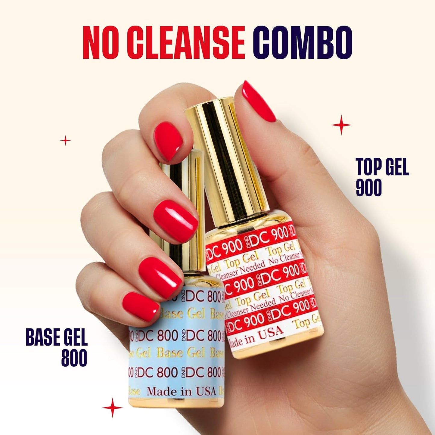 HotDND Base Gel and Top Gel Polish Set, UV/LED GelBase Polish and No Cleanse Top Coat, Professional Gel Polish Duo, 0.5 Fl Oz Each