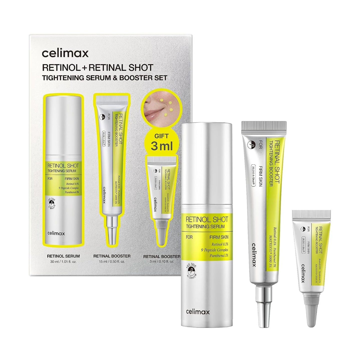 Hotcelimax The Vita A Retinal Shot Tightening Booster + Retinol Serum Set Global Exclusive | | 0.1% Retinal, 3% Matryxyl, High-Strength Retinoid for Anti-Aging, Pore Minimizer, Wrinkles & Fine Lines