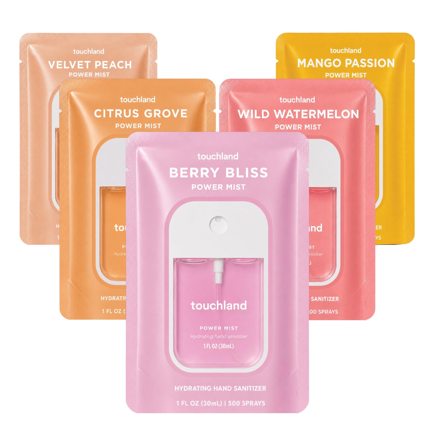 HotTouchland Dye Free Trio Hydrating Hand Sanitizer Spray Set Travel Size | TSA ready Power Mist with skincare benefits. Rainwater, Beach Coco and Unscented.