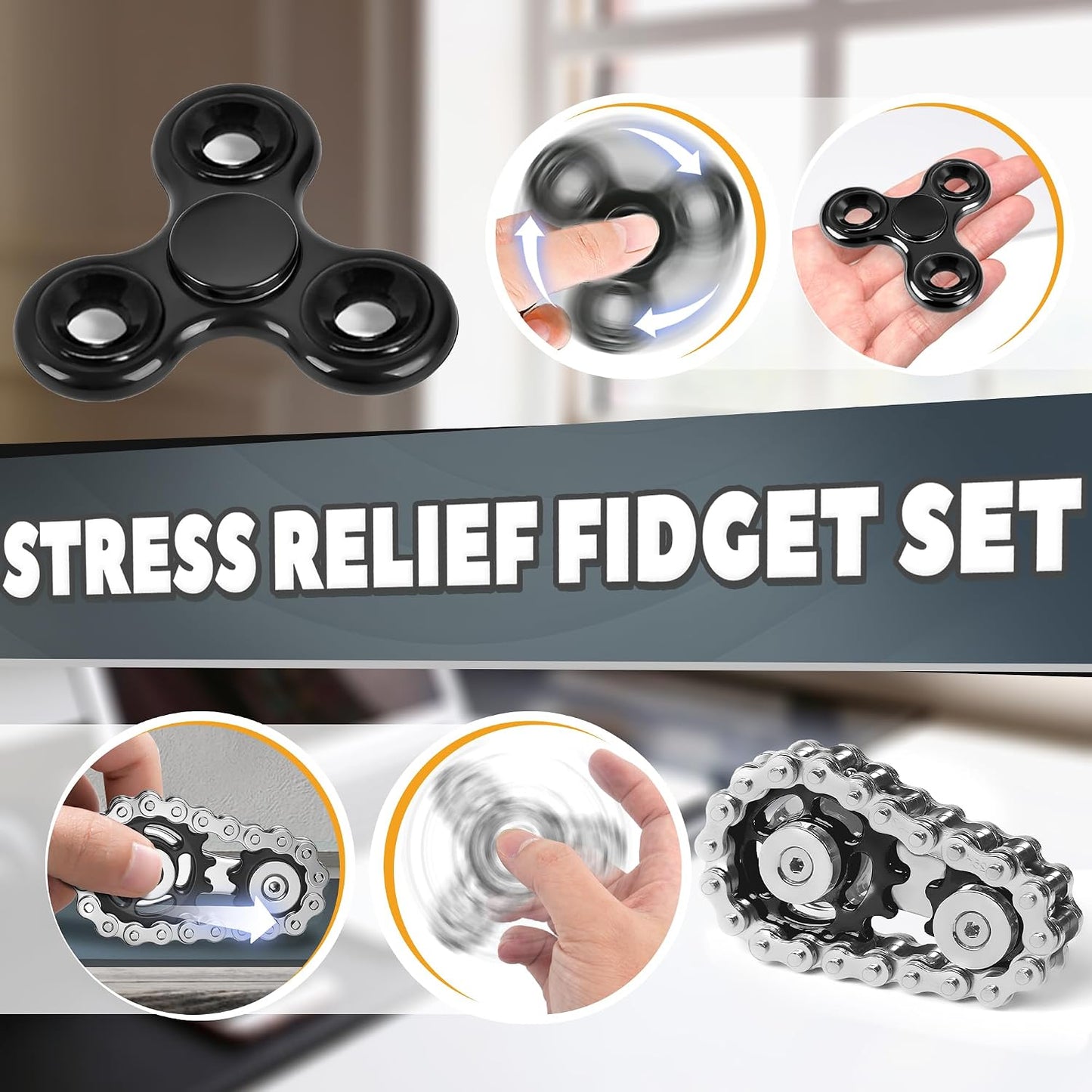 Hot 5 Pcs Fidget Toys Adults & Teen Metal Fidgets Spinner for Teens Boys Magnetic Slider Cool Gadgets Office Desk Toy Stress Relief Sensory Items Figette for Classroom Autism ADHD Anxiety Gifts