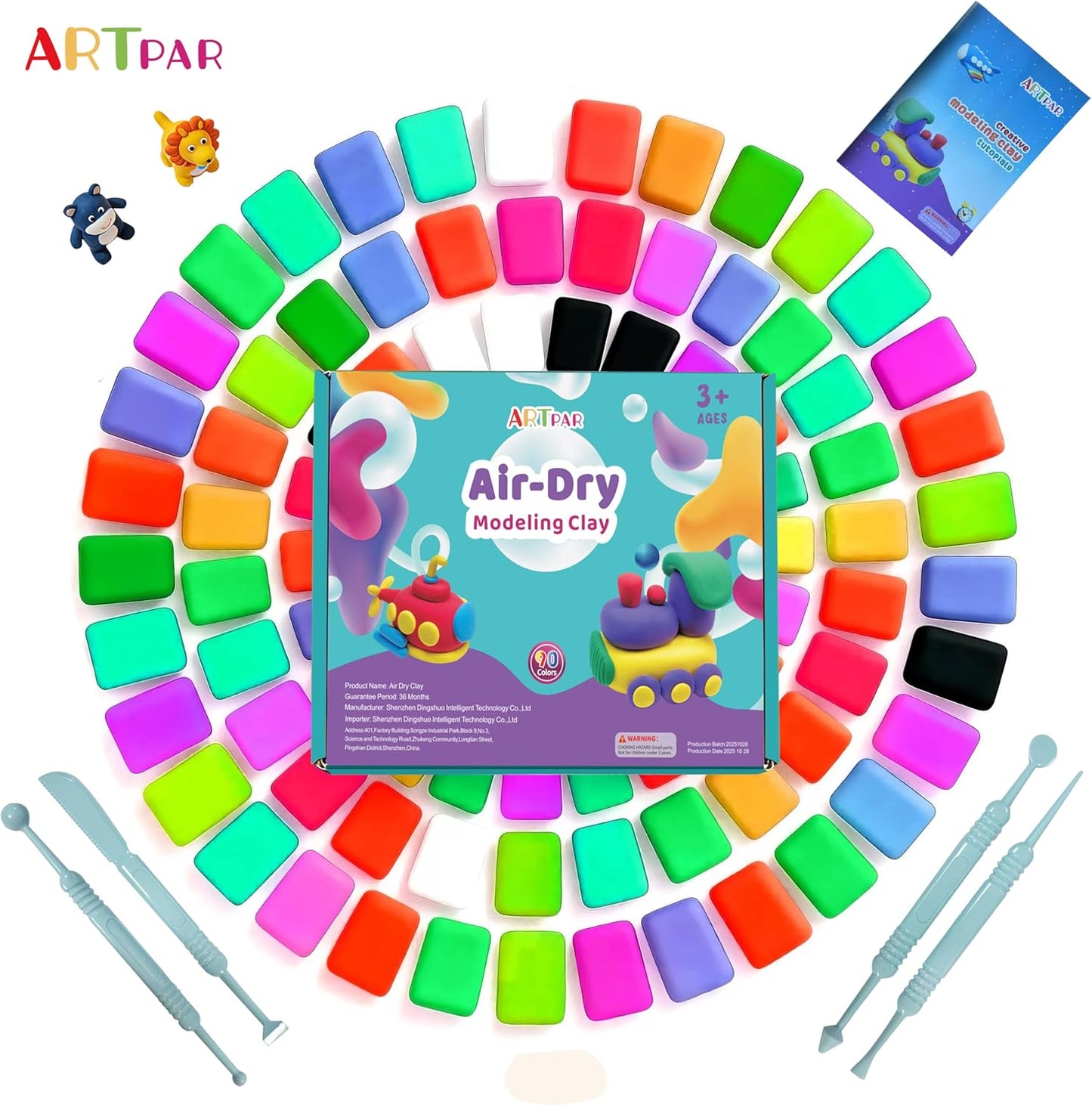Hot ARTPAR Air Dry Clay for Kids,90 Colors Modeling Magic Clay Bulk Craft Kit | Colorful Molding Clay Sculpting Set,Soft & Non-Sticky,DIY Classroom Activities,Fun Art & Crafts Gifts for Boys & Girls 3-12Y