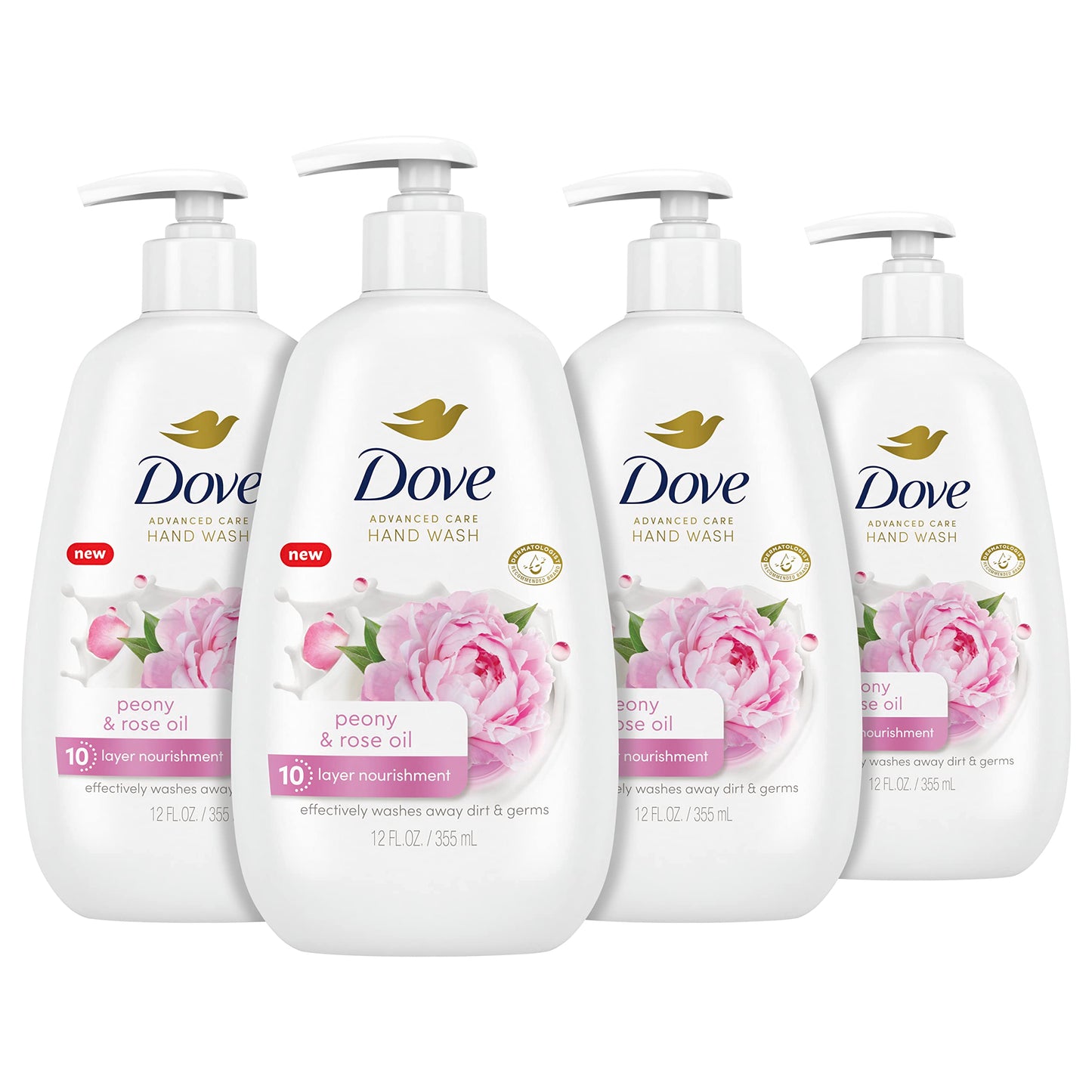 HotDove Advanced Care Hand Wash Deep Moisture 4 Count for Soft, Smooth Skin, More Moisturizers Than the Leading Ordinary Hand Soap, 12 oz