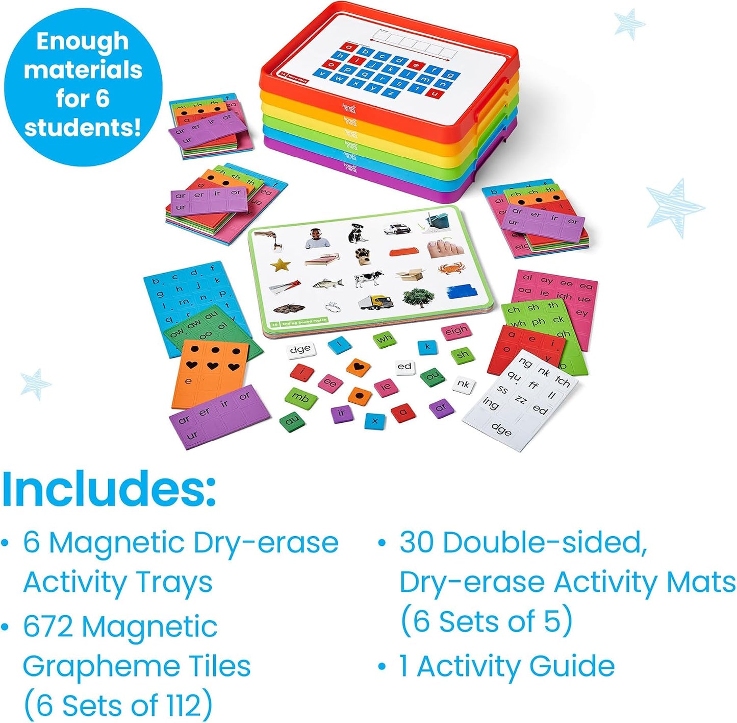 Hot hand2mind Advancing Phonics Word Work Small Group Set, Magnetic Letter Tiles, Magnetic Letter Trays, Kindergarten Phonics Manipulatives, Phonemic Awareness, Science of Reading Classroom Materials