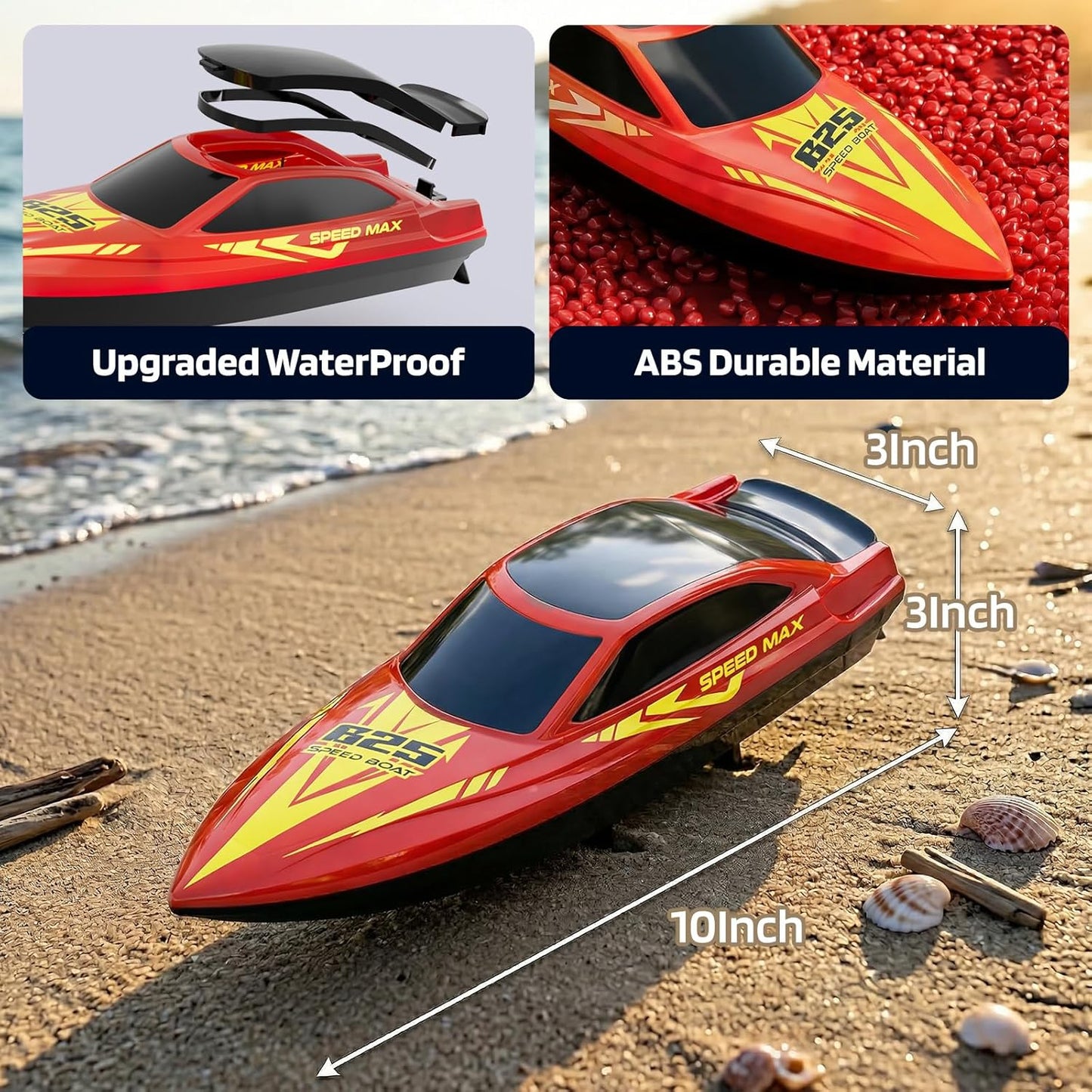 Hot Remote Control Boat for Kids, RC Boat for Pool, Lake, River and Pond with LED Lights, Self-Righting, Waterproof, Fast Speed Racing Electric Boats 2 Speed Modes 60mins Rechargeable Batteries