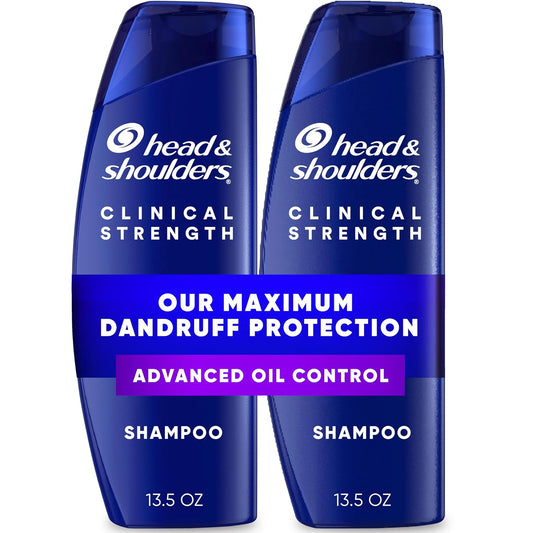 HotHead & Shoulders Clinical Strength Advanced Oil Control Anti-Dandruff Shampoo Twin Pack, 1% Selenium Sulfide, 13.5 fl oz Each