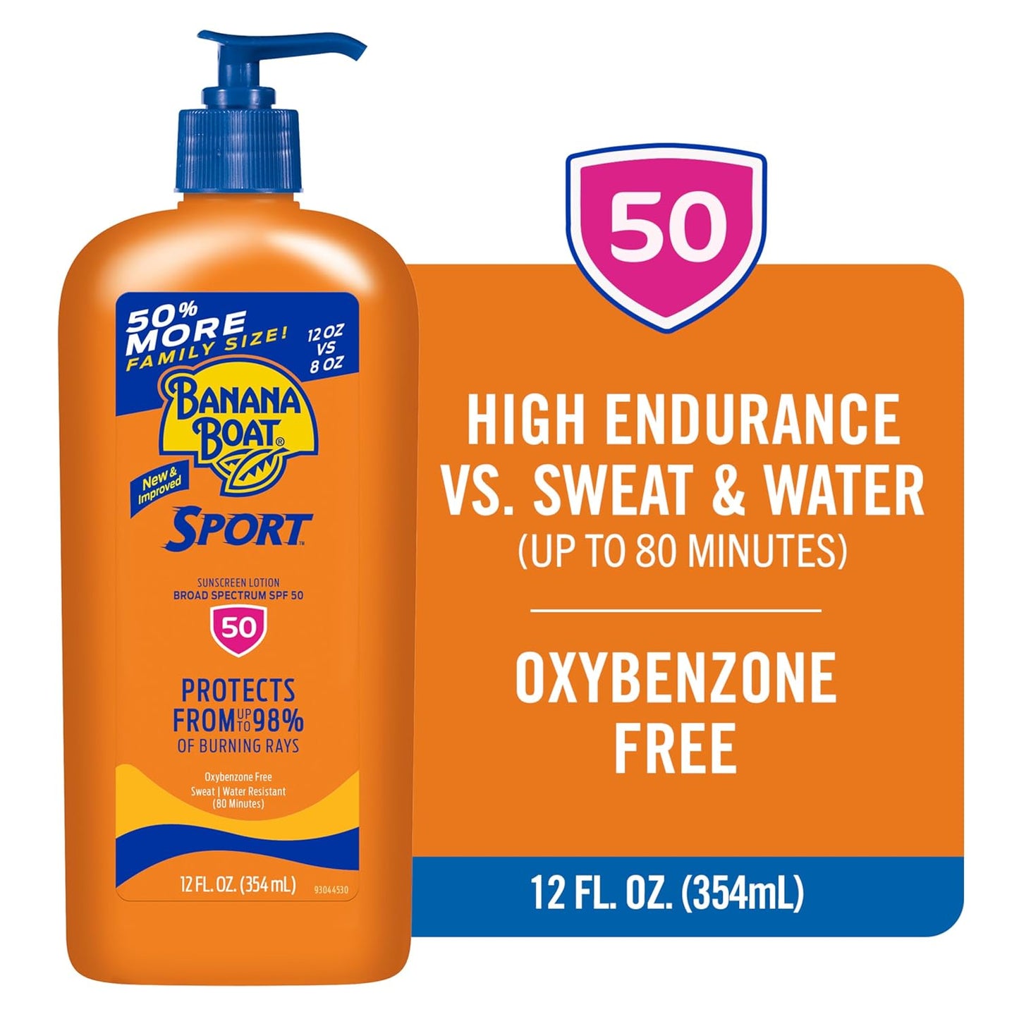 HotBanana Boat Sport Ultra SPF 50 Sunscreen Lotion, 12oz | Banana Boat Sunscreen SPF 50 Lotion, Oxybenzone-Free, Sunblock, Family Size, 12oz (Pack of 1)