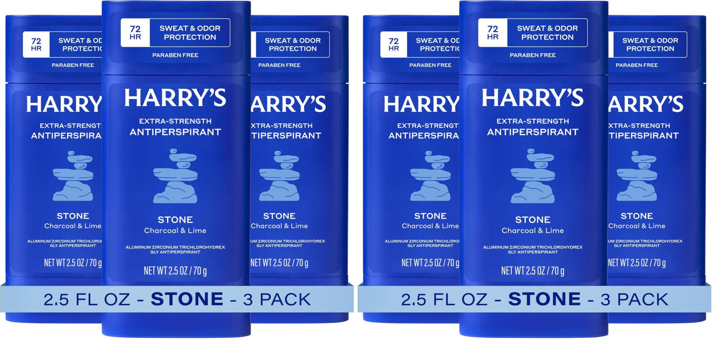 HotHarry's Extra-Strength Antiperspirant Deodorant, Sweat & Odor Control Antiperspirant for Men, Variety Pack - Stone, Redwood, Wildlands, 2.5 oz Pack of 3