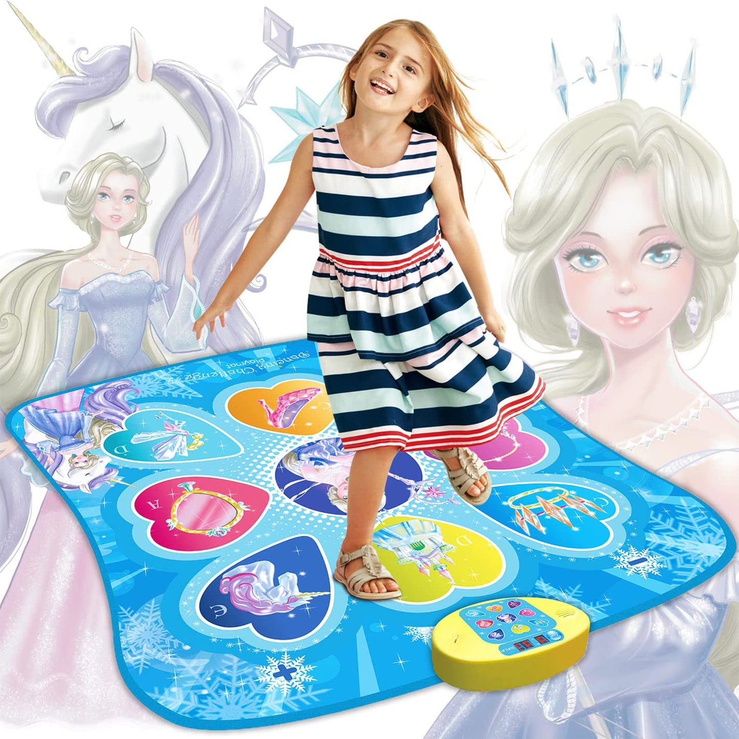 HotSUNLIN Dance Mat - Rhythm Step Play Mat - Dance Game Toy Pad with LED Lights, Gift for Kids Girls 3-8, Adjustable Volume, Built-in Music, 3 Challenge Levels
