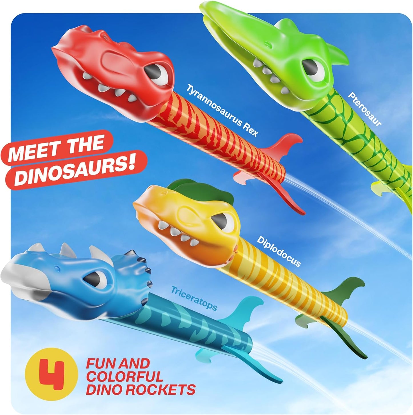 HotNinja Blast Dinosaur Toy Rocket Launcher for Kids Toys for Kids 3-5 5-7 4-6 - Outdoor Toys for Kid Ages 4-8 - 3 4 Year Old Boy Birthday Gift - Gifts for Boys Age 3 4 5 6 Years Toy for Toddlers
