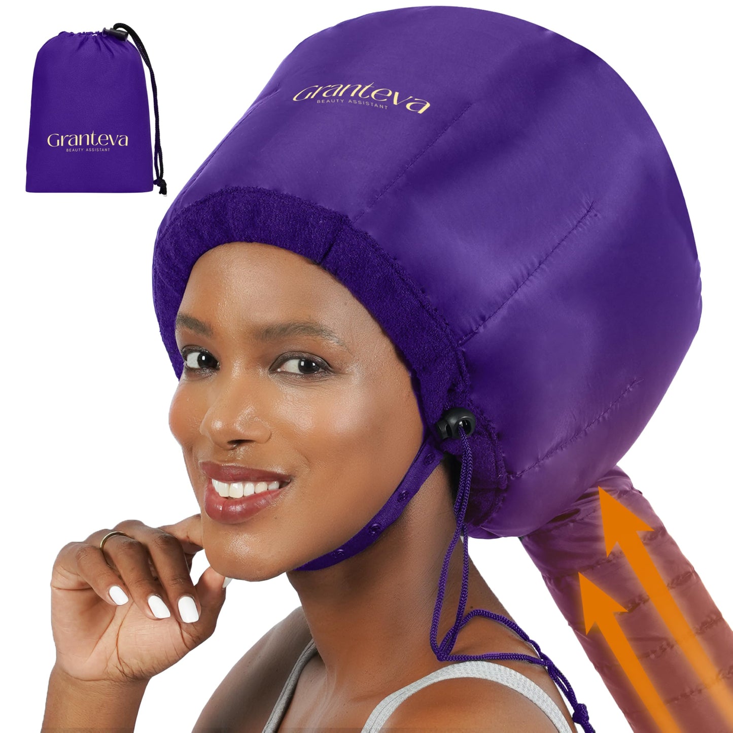 HotHooded Hair Dryer Attachment w/A Headband Integrated That Reduces Heat Around Ears & Neck - Hair Dryer Hooded Diffuser Cap for Curly, Speeds Up Drying Time, Deep Conditioning At Home - Portable, Large