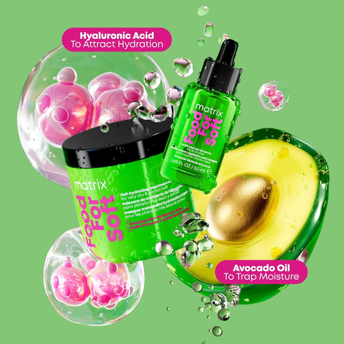 HotMATRIX Food For Soft Rich Hydrating Hair Mask - Deep Conditioner For Dry & Brittle Hair, Adds Shine & Softness, With Avocado Oil & Hyaluronic Acid, Replenishes Moisture