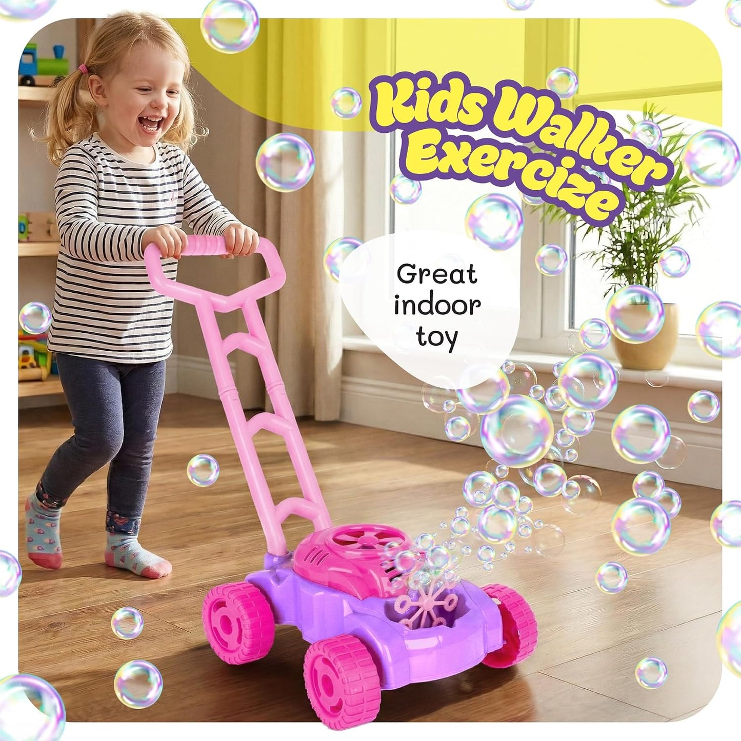 HotArtCreativity Bubble Lawn Mower for Toddlers 1-3, Bubble Machine for 1-Year-Old Girl Gifts, Toddler Outdoor Toys for 2-Year-Old Girl Birthday Gift, Push Summer Gardening Toys for Toddlers Age 1 2 3 +