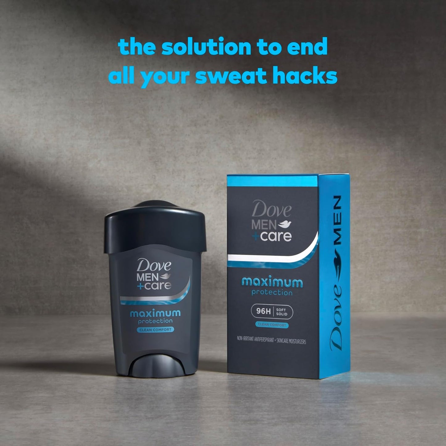 HotDOVE MEN + CARE Clinical Protection Antiperspirant Clean Comfort Stick for Men 96-Hour Sweat and Odor Protection Clinical Strength Antiperspirant with 1/4 Moisturizing Cream 1.7 oz
