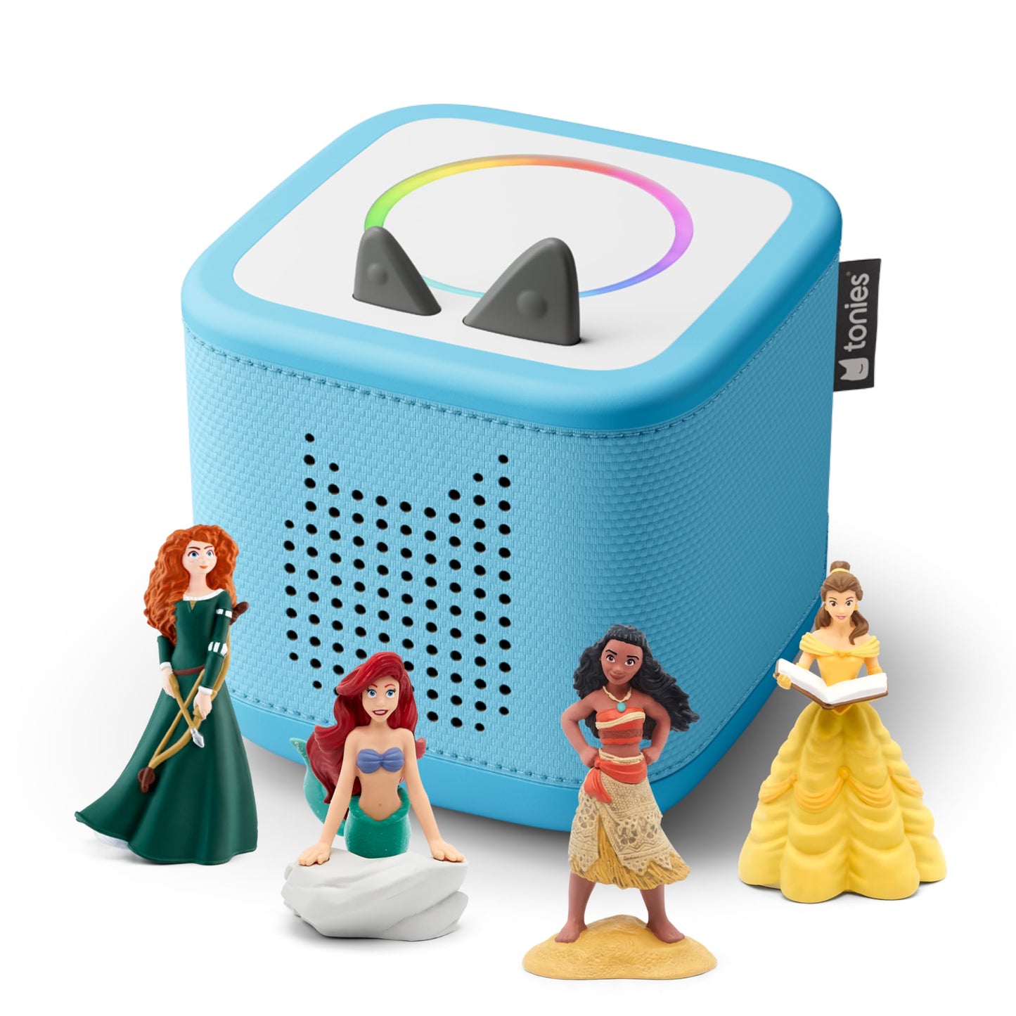 HotToniebox 2 Audio Player Disney Princess Bundle for Kids 3+ with Ariel, Moana, Merida, and Belle - Cloud Pink