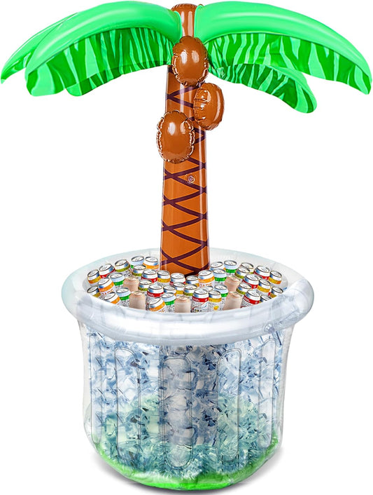 HotJOYIN 60" Inflatable Palm Tree Cooler, Beach Theme Decor, Pool Party Decorations, Luau Hawaiian Birthday Party Supplies, Ocean Jungle Tropical Themed Summer Outdoor Drink Cooler
