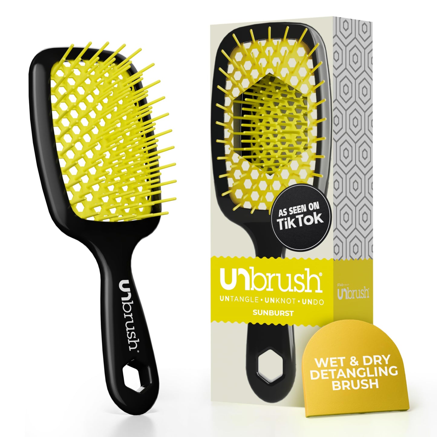 HotFHI Heat UNbrush Detangling Brush for Pain-Free Brushing on All Wet or Dry Hair Types — Durable DuoFlex Anti-Static Bristles, Lightweight Handle, Vented Hair Brush, Periwinkle Light Blue
