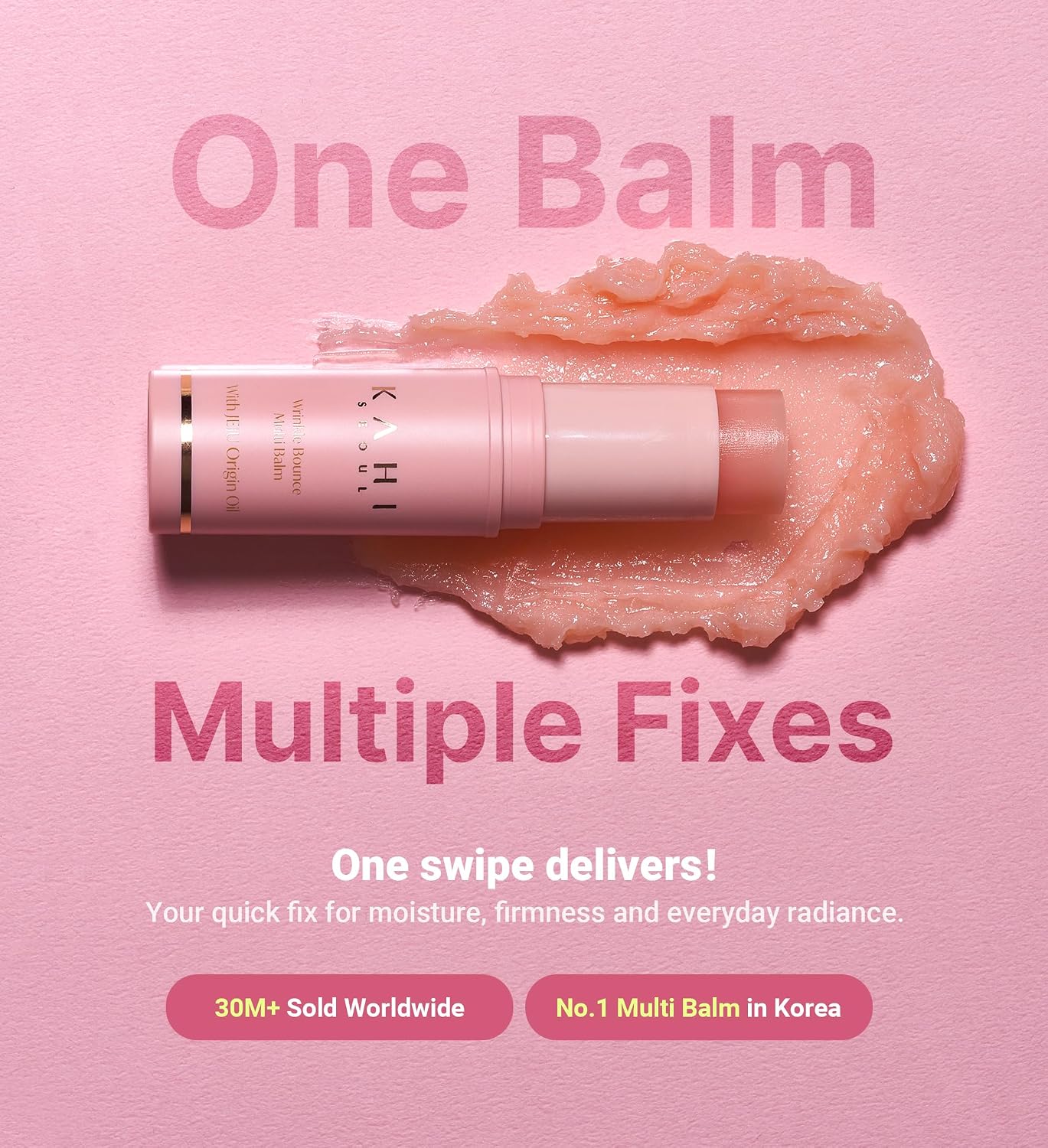 HotKAHI Wrinkle Bounce Multi Balm Stick | PDRN Collagen Wrinkle Stick | Korean Skin Care |All-in-One Hydrating Lip Balm Eye Cream Neck Cream Make Up Base & Face Mist Moisture Balm